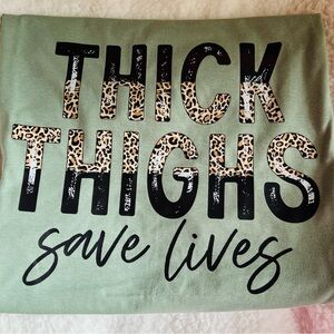 Green Graphic Tee with Leopard Print Letters